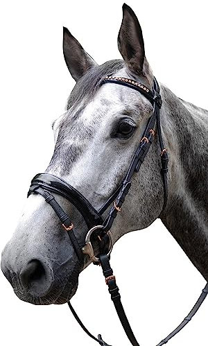 Brama West Trensenzaum Rosegold Pferde-Trense Rindsleder mit Strasssteinen in Rosegold, Gr. Cob