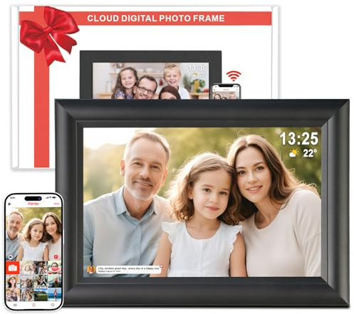 Yamemo - Cornice per foto digitale WiFi da 10,1 pollici, cornice per foto digitale intelligente con memoria da 32 GB, display touch IPS HD 1280 x 800, rotazione