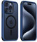 MobNano Hybrid Magnetisch Durchsichtig Hülle für iPhone 15 Pro Hülle [Kompatibel mit MagSafe] Stoßfest Bumper Transparent Starke Magnet Handyhülle Clear Silicone iPhone 15pro Case - Titan Blau