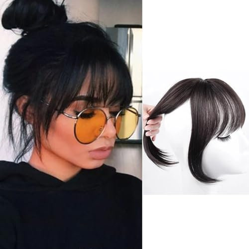 HSAJS Natürlicher Pony Haarteil Clip Fransen Haarersatz Haarverlängerung Echthaar Optik Haarstück Blond