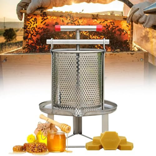 DPLXFPP Manueller Honigpresser, Manueller Honigpresser Aus Edelstahl Für Den Haushalt, 12 L Honigpresser-Ausrüstung, Edelstahl-Honigpresser-Extraktor – Imkerei Oder Gewerbliche Nutzung