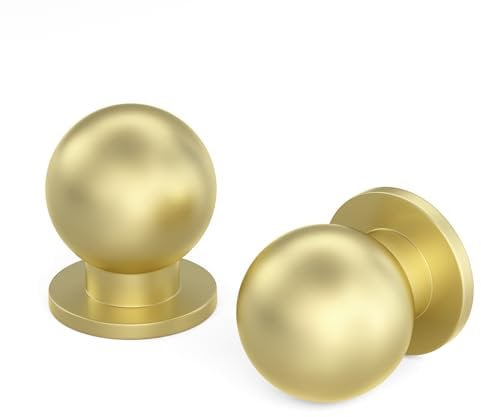goldenwarm 5 Pack Gold Aluminium Knobs, Small Ball Gold Knobs for Cupboard Doors and Drawers