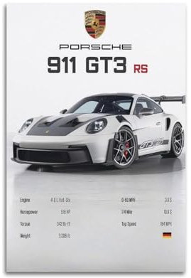 SYLUOQP GT3 RS Poster, Kunstdekoration, Wandposter, Innenposter, Druck, Bar, Restaurant, Ästhetik, Wohnzimmer, 50 x 75 cm, Ungerahmter Stil