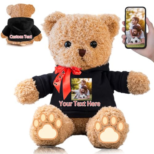 FAHOXUMR Osito de Peluche Personalizado con Foto Nombre Personalizado, Osito Peluche como Regalo Personalizado para Mujer Hombre en San Valentín Cumpleaños Aniversario (30 cm)