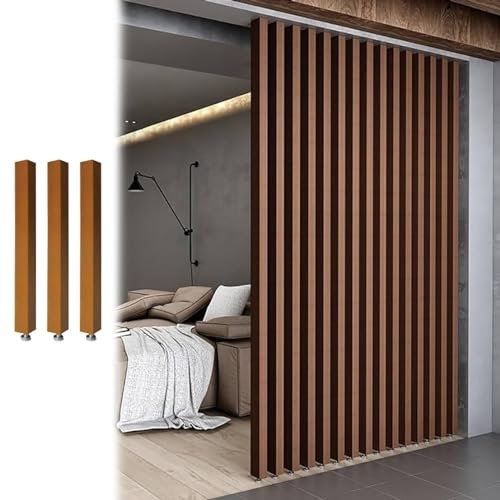 Raumteiler Kabine -Trenner Trennwandboden Bis Decken Holzlatten, Braune Bildschirme Spalte - 5 cm x 5 cm, 2/3/4/5/6/7/8/9/10 Fuß Hoher Zimmerabscheider (Color : 3pcs Height, Size : 80cm/31.5in/2.62f