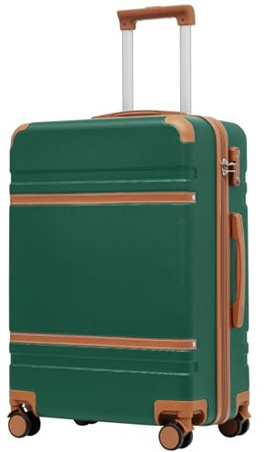 COOLIFE Koffer Trolley-Koffer Hartschalen-Koffer Rollkoffer Reisekoffer von ABS-Material mit TSA-Schloss Teleskopgriff und 4 Zwillingsrollen (Dunkelgrün, Mittelgroßer Koffer)