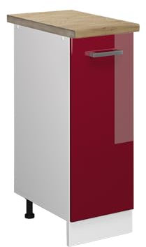 Vicco Apothekerschrank R-Line, Bordeaux Hochglanz/Weiß, 30 cm, AP Eiche