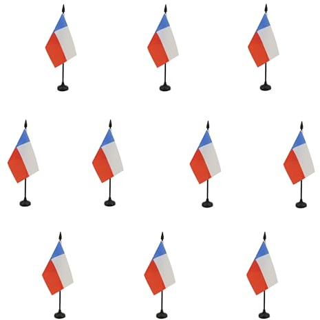 AZ FLAG Lot de 10 Drapeaux de Table Texas 15x10 cm Socle Plastique | Usage intérieur Drapeau de bureau texan finition cousue et bords renforcés avec mât en plastique et socle en plastique