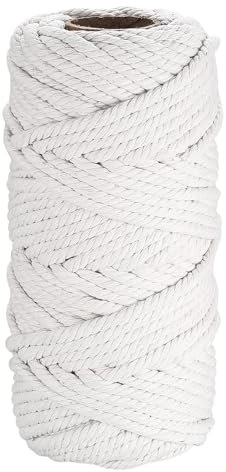 Corde Macramé, 6 mm x 50 m Cordon en Coton pour Macramé, Ficelle Fil Macramé Coton Cordon, Fil de Coton pour Bricolage Crocheter Décoration, Tapisserie, Artisanat Cordon de Macramé