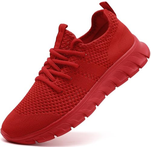 Damyuan Damen Sportschuhe Schuhe Sneaker Turnschuhe Laufschuhe Tennisschuhe lechit Fitnessschuhe Slip on Walkingschuhe rot 41