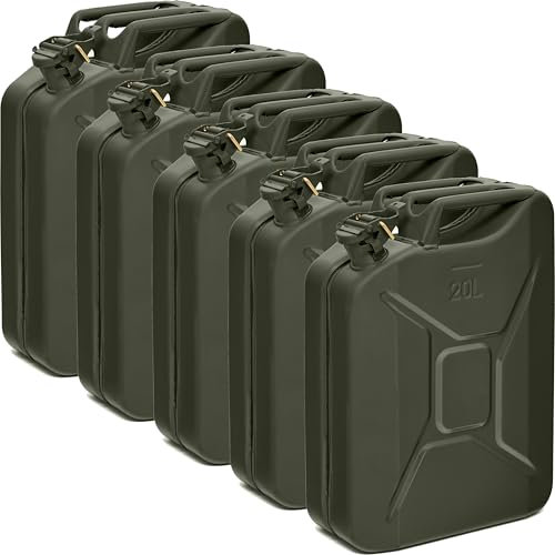 BW® Jerrican en métal - 5 x 20 l - Vert bronze - RAL 6031-F9 - Certifié TÜV et homologation ONU - Fabriqué en Europe
