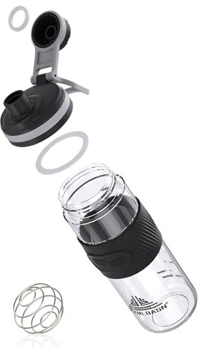 PZMLOASN Protein Shaker für eiweiß- & sportgetränke- für super cremige Fitness Eiweiß Shaker, proteinshake 650ml - Langlebiger, Auslaufsicherer, gym shaker BPA-frei (Schwarz, 650ML)