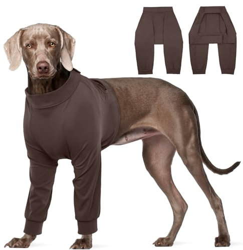 Kuoser Hundebody Nach Op für Rüde & Hündin, Anti-Lecken Schutzanzug Nach Kastration, Atmungsaktiv Body für Hunde, Anti-Wundlecken Op Body Hund，Liegeschwielen- & Ellenbogenschutz, Braun XXL