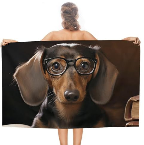 Schwimmbadtuch Dackel Buch Reisehandtuch Saugfähig Beach Towel Sandfreie Duschtücher Für Outdoor Männer 80X130Cm