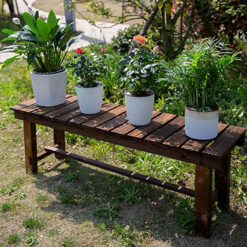 Generisch Gartenbank Aus Holz Wetterfest, 2-Sitzer Holzbank Sitzbank Ohne Rückenlehne, Gartenmöbel Parkbank Rustikale Bank Massivholz Balkonbank, Bank Für Garten, Balkon, Terrasse(47.2in/120cm)