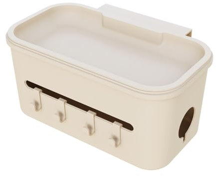 Bedside Hanging Storage Baskets with Detachable Hooks Plastic Caddy Organizer Storage Holder for Home Office School Dorm Room Bunk Bed (With Lid)