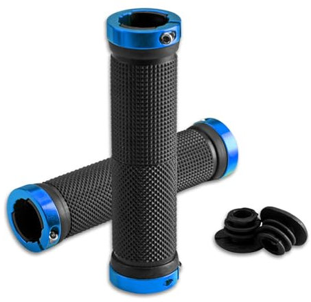 ROCKBROS Fahrradgriffe 22mm, Lenkergriffe mit Rutschfester Gummi-Oberfläche, Ergonomische Handgriffe mit Aluminium Lock-On System, Geeignet für MTB, E-Bike, Rennrad, Trekkingrad