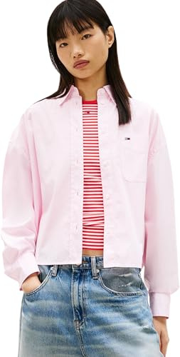 Tommy Jeans Damen Tjw Essential Crop Shirt Dw0dw22766 L/S Shirt (1er Pack)