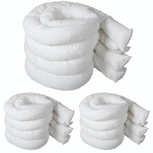 BearTOOLS Oil-Only Absorbent Socks – 3 x 4' – Ideal for Oil, Fuel, Petrol & Hydraulic Fluid – Water-Resistant – 12-Pack – 12.6 Gal Total Capacity – White Colour