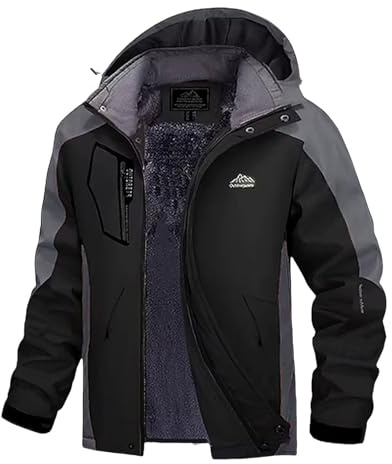 Generisch Veste d'hiver imperméable et coupe-vent pour homme - Doublure polaire chaude - Veste de ski chaude - Veste de ski fonctionnelle - Veste d'extérieur - Veste d'escalade