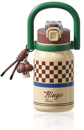 Sidagar 950 ml isolierte Wasserflasche für Frauen mit Strohhalm & Griff, 316L medizinischer Grad Edelstahl Vakuum-Trinkbecher, Strand-Urlaubs-Essentials, Ästhetisches Mode-Geschenk für Sie, Preppy