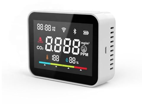 Vibsky Per Smart Air Quality Monitor con sensore di temperatura e umidità, WiFi abilitato, bianco