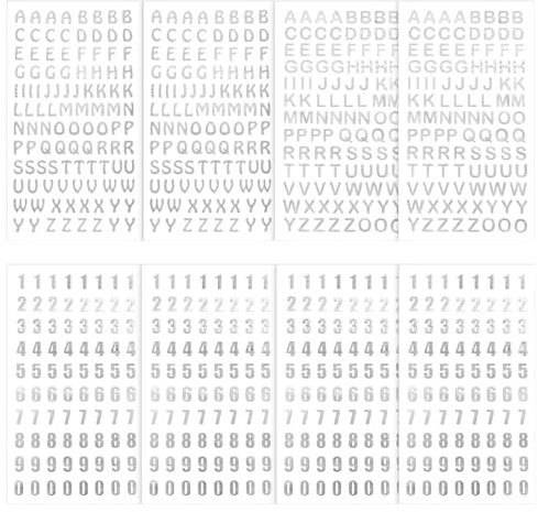Elegaperma 8 Blatt Silver Letter Stickers, Buchstaben Aufkleber Silber, Enthält Buchstaben und Zahlen, Klebebuchstaben Klein für Tagebücher, Hochzeiten, Einladungen und dekorative Bastelarbeiten