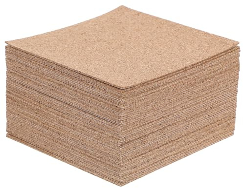 DECHOUS 50 Pièces Carreaux de Liège Auto-adhésifs Sous-verres en Liège Lot de Carrés 10x0,1cm Dos Autocollant sans Odeur Loisirs Créatifs DIY et Artisanat Fait Main