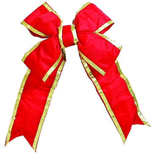Vickerman 36 Red and Gold Nylon Decorative Christmas Bow - Indoor and Outdoor Use - Reliable and Durable - Comes with Wire to Hang - Red Christmas Decor