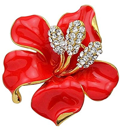 YAZILIND Bijoux Lily Rouge Fabriqu‚ Strass Cristal Broche Fleur De Mariage Nuptiale Femmes Accessoires