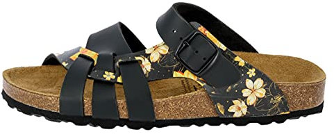 Lico Damen Bioline Flora Hausschuh, Schwarz Gelb, 40 EU