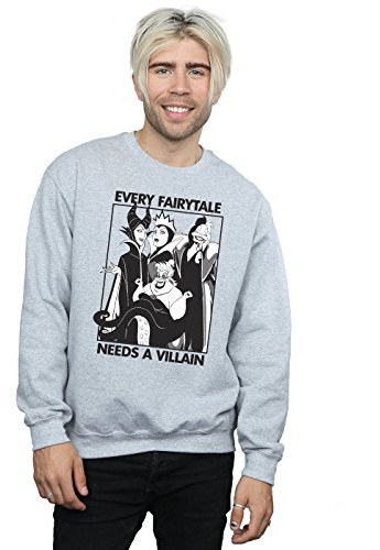 Disney Men's Every Fairy Tale Needs A Villain Sweatshirt Sport Grey Large
