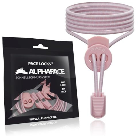 ALPHAPACE Pace Locks Elastische Schnürsenkel ohne binden mit Schnellverschluss, Schuhbänder ohne Schnüren, Slip-on Schnellverschluss für Sport, Jugend & ältere Menschen, 120 cm, 1-Paar in Rosa
