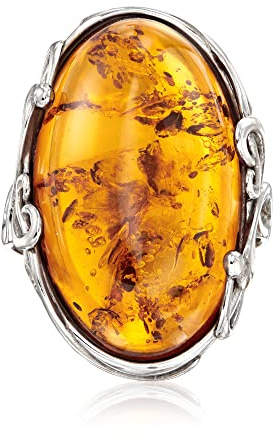 Ross-Simons Orange Amber Ring in Sterling Silver. Size 8