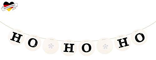 renna deluxe HO HO HO Girlande Silber Weihnachten Party Deko Feier Hohoho Weihnachtsdeko | Handmade in Deutschland