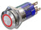 Metzler - Druckschalter 16mm - LED Ringbeleuchtung Rot - IP67 IK10 - Edelstahl - Flach - Lötkontakte