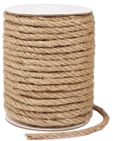 Tenn Well Corde de Jardin en Jute Torsadée de 6mm, 20 mètres - Ficelle Épaisse en Jute pour Griffoir pour Chat DIY, Jardinage, Liage et Artisanat Décoratif (Marron)