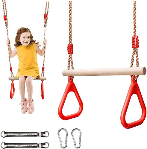Multifunción Columpios de Cadena,Columpio Trapecio de Madera,Columpio Madera Niños,Trapecio con Anillos de Columpio,Trapecio para Niños,Madera Árbol Columpio,Columpio Infantil Interior al Aire Libre