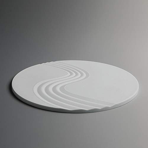 Icnbuys - Set di 2 sottopentola Zen garden, in silicone, antiscivolo, termicamente isolati, decorativi, adatti per lavastoviglie, freezer, microonde e forno, rotondi, 19,05, bianco