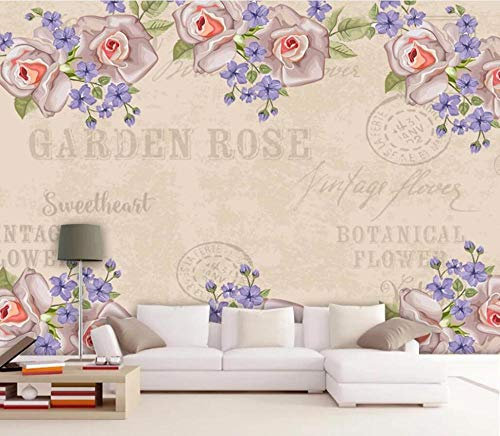 Tapete Fototapete 3d Effekt Rose Retro Englisch Tapeten Vliestapete Wandbilder Wandtapete Wohnzimmer Schlafzimmer Wanddeko 150cmX105cm
