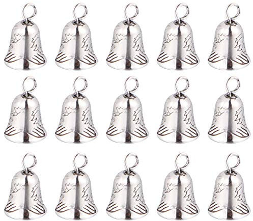 Tomaibaby 20Pcs Silver Christmas Bells Ornaments - Vintage Alloy Jingle Bell Charms for Diy Crafts, Jewelry Making, Tree Decorations, and More