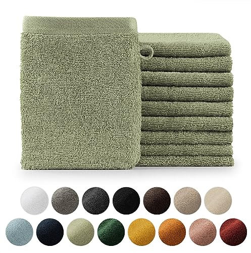 Blumtal - Gant De Toilette - Lot de 10 Gants De Toilette Coton - Gant De Toilette Vert Pastel - Certifié Oeko-TEX®
