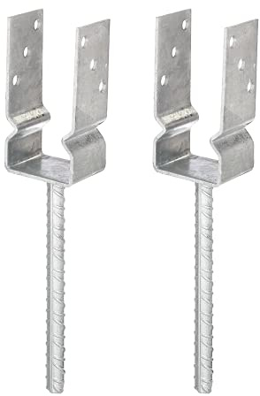 Alberts 208653 U-Pfostenträger | zum Aufschrauben oder zum Einbetonieren | feuerverzinkt | lichte Breite 71 mm | 2er Set
