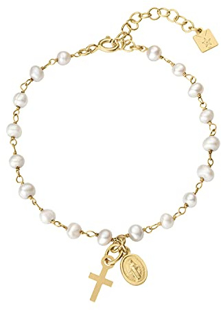 Kokomorocco - Pulsera rosarios - medalla virgen Milagrosa - Cadena rosario ajustable