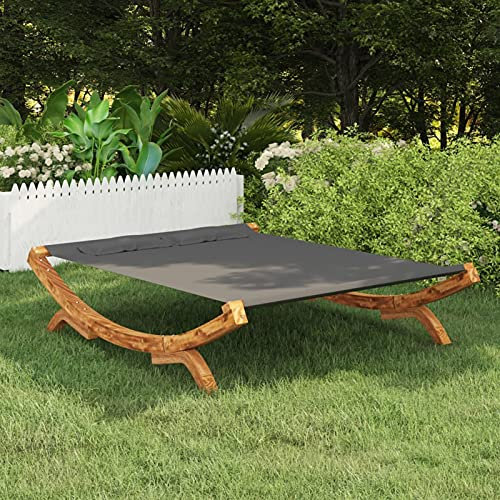 Festnight Hängematte Sonnenliege Holz Gartenliege Schwebeliege 2 Personen Liegeinsel Outdoor Terrassenliege Saunaliege Holz 165x188,5x46 cm Fichte Massivholz Anthrazit