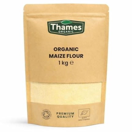 Organic Maize Flour 1kg - 100% Pure & Natural Flour - No Additives, No Preservatives - Vegan, Non-GMO, Certified Organic - Great for Baking, Cooking - Thames Organic