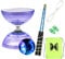 Diabolo Freiläufer mit kugellager Dreifache Lagerung Set, 4 Farben Blinkendes Dreifachlager-Diabolo mit Ersatzseil 10m, Profi-Stange, Netzbeutel