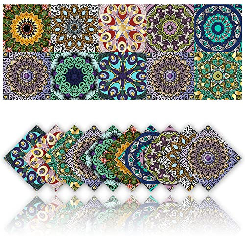 Cendray 20 Stücke Retro DIY Fliesenaufkleber Öldicht Wasserdicht PVC Selbstklebend Böhmischen Mosaik Stil Wandbild Dekoration Badezimmer Küche Wandaufkleber (15x15cm)