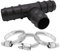 Baumaxxe PP T-Stück 90° mit Schlauchtüllen-Anschluss + 3 Schlauchschellen I 32 mm I 1 Zoll I Schlauchverteiler I 3-Wege Schlauchverbinder I PP-Fitting mit Tülle für Pool und Garten I bm218