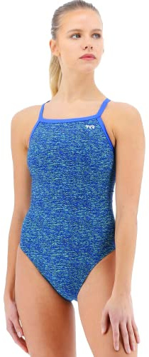 TYR Women's Durafast Elite Diamondfit Swimsuit One Piece, Blue/Green Lapped, 30